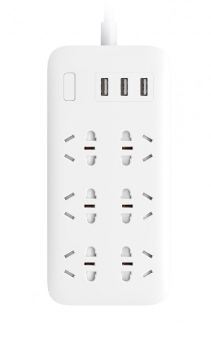 Сетевой удлинитель Xiaomi Mi Power Strip на 6 розеток и 3 USB, белый