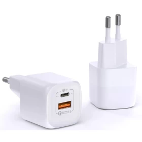 Сетевое зарядное устройство Wiwu Gan Fast Charger USB-C+QC3.0 33W RY-U33, Белое