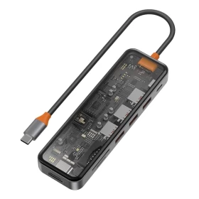 Хаб Wiwu Cyber 7 in 1 CB007 (transparent USB3.0*3+SD/TF(3.0)+HDMI(4K30)+PD)
