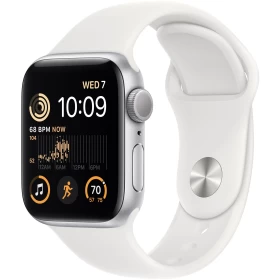 Apple Watch SE 2022, 40 mm, серебристый алюминий, белый спортивный ремешок (MNJV3)