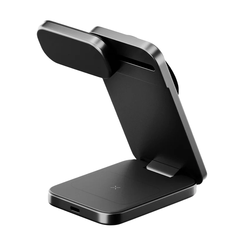 Беспроводная зарядная станция EnergEA MagTrio 2 Qi2 25W certified 3-In-1 Wireless Charging Stand, Grey (MAG-TRIO2-GUN). Фото 3