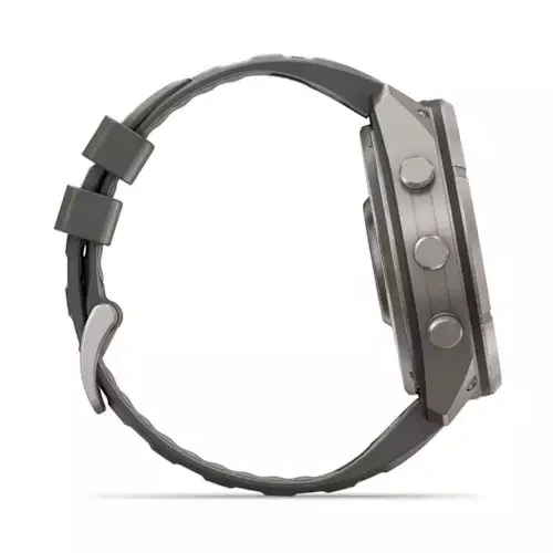 Умные часы Garmin Fenix 9 Pro 47MM, SOLAR, LTE, Titanium with pebble gray/silver gray silicone band. Фото 6