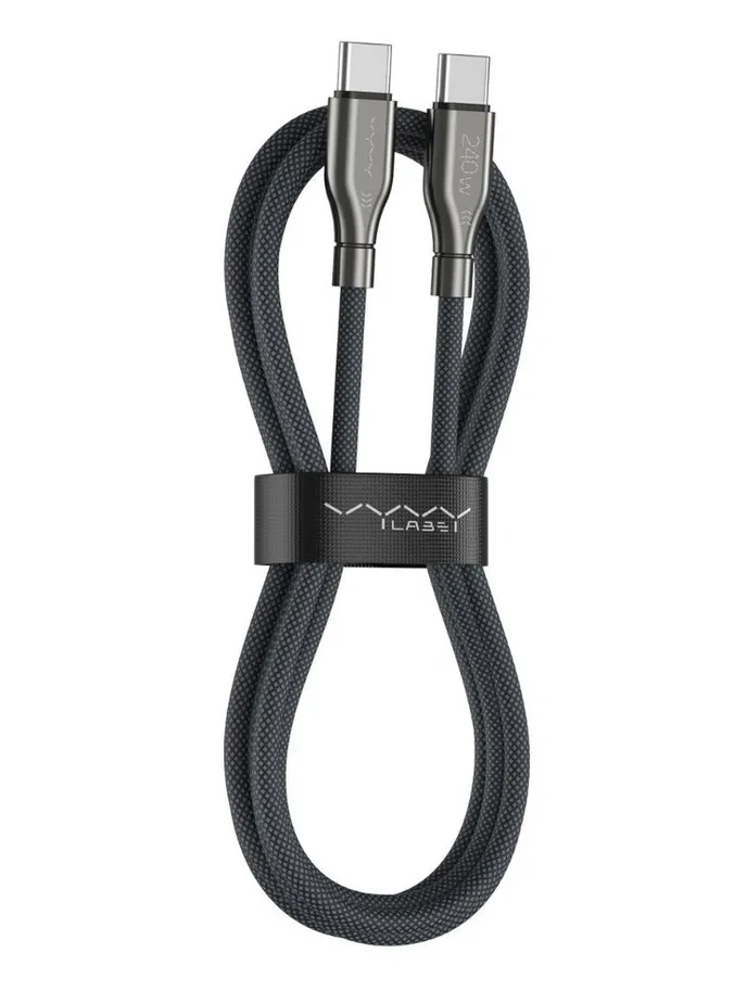 Кабель Vyvylabs Hardcore Series Fast Charging Cable Type-C to Type-C 240W, 2м, Серый (VCHCC240-02-DGY). Фото 1