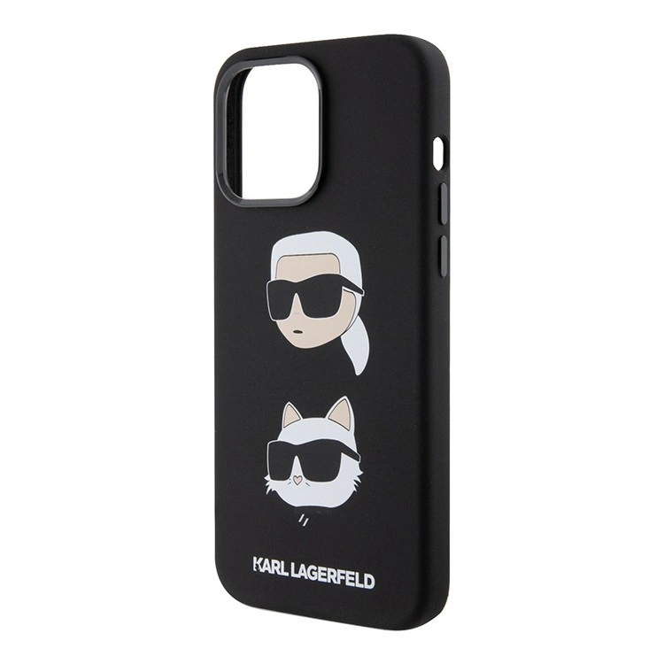 Накладка Lagerfeld для iPhone 15 Pro Liquid Silicone NFT Karl & Choupette heads Hard, Black (KLHCP15LSDHKCNK). Фото 3