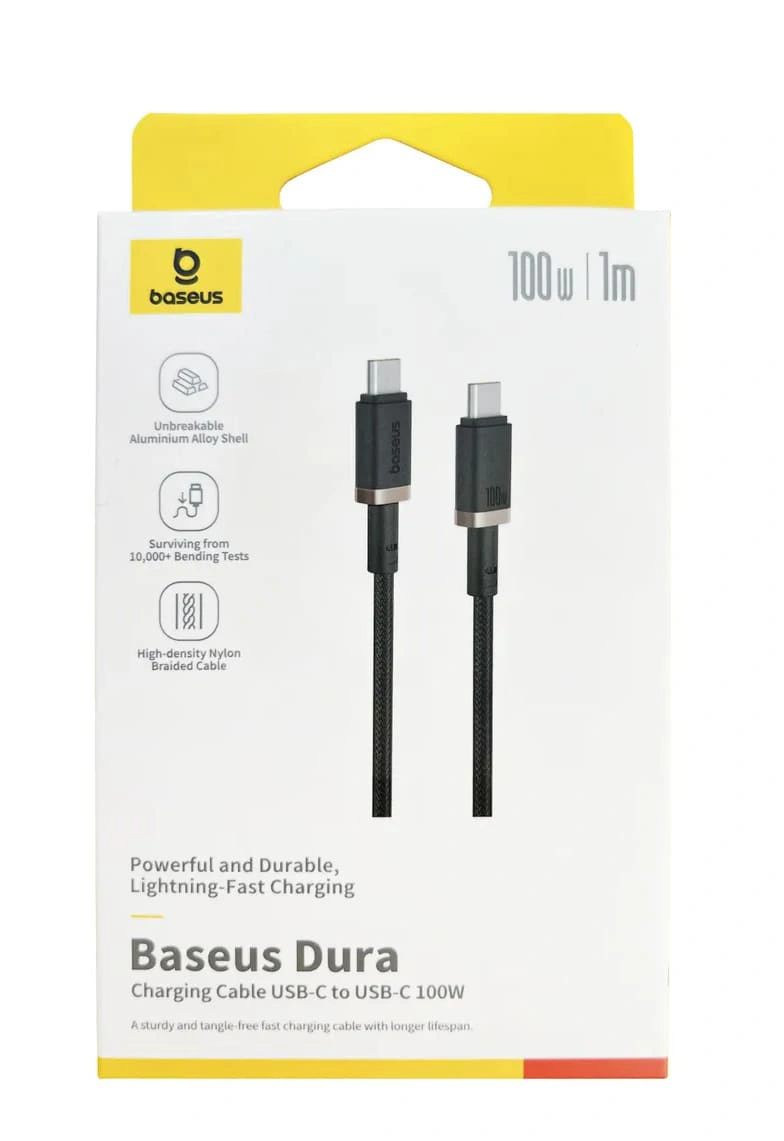Кабель Baseus Dura Series Fast Charging Cable Type-C to Type-C 100W 2m, Чёрный/золотой (P10377803U01-02). Фото 3