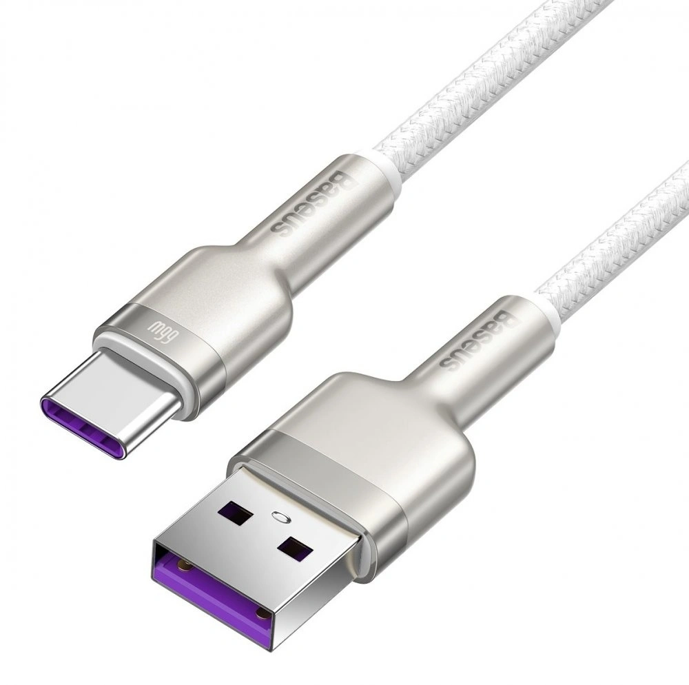 Кабель Baseus Cafule Series Metal Data Cable USB to Type-C 66W 1м, Белый (CAKF000102). Фото 2