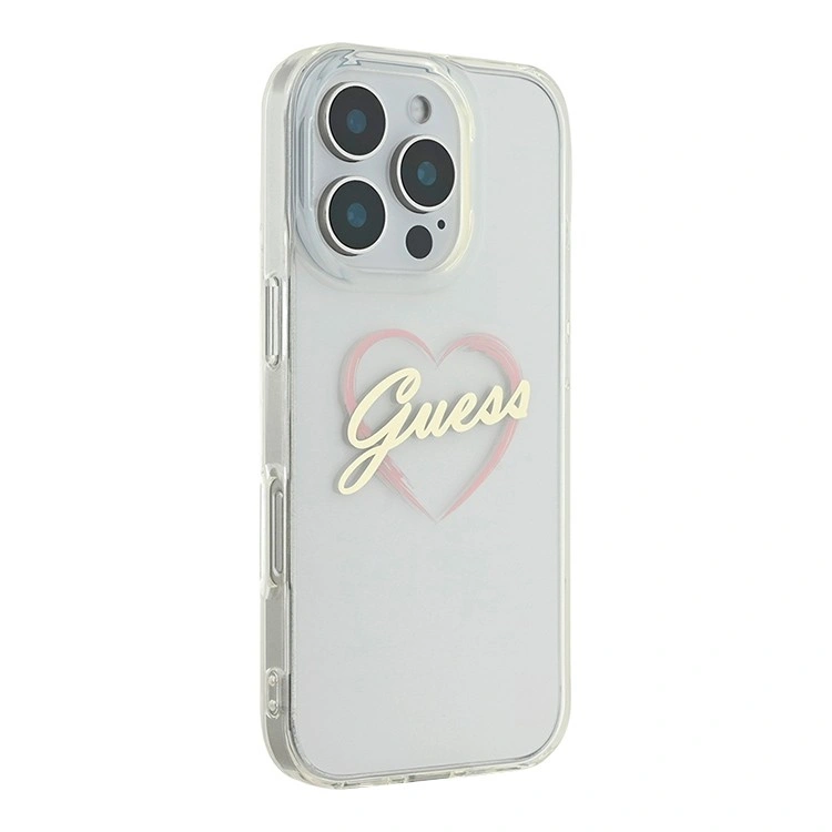 Накладка Guess для iPhone 16 Pro Max PC/TPU Heart Hard, Transparent (GUHCP16XHCHGSPT). Фото 2