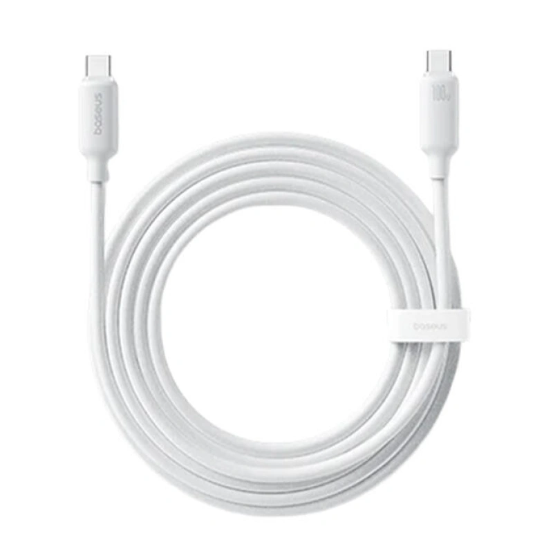 Кабель Baseus Foamed Silicone Fast Charging USB-C to USB-C 100W, Белый (E0426801). Фото 1