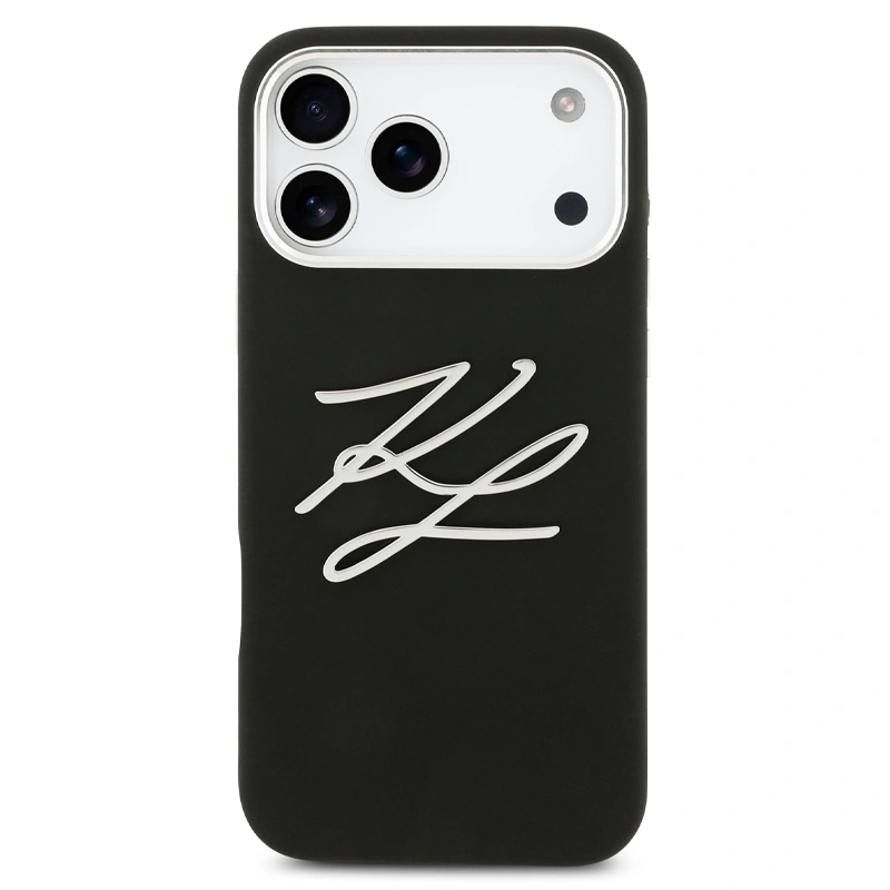 Накладка Lagerfeld для iPhone 17 Pro Max Liquid Silicone Initials Metal Logo & Camera Hard, Чёрная (KLHCP17XSMCKLMCLK). Фото 1