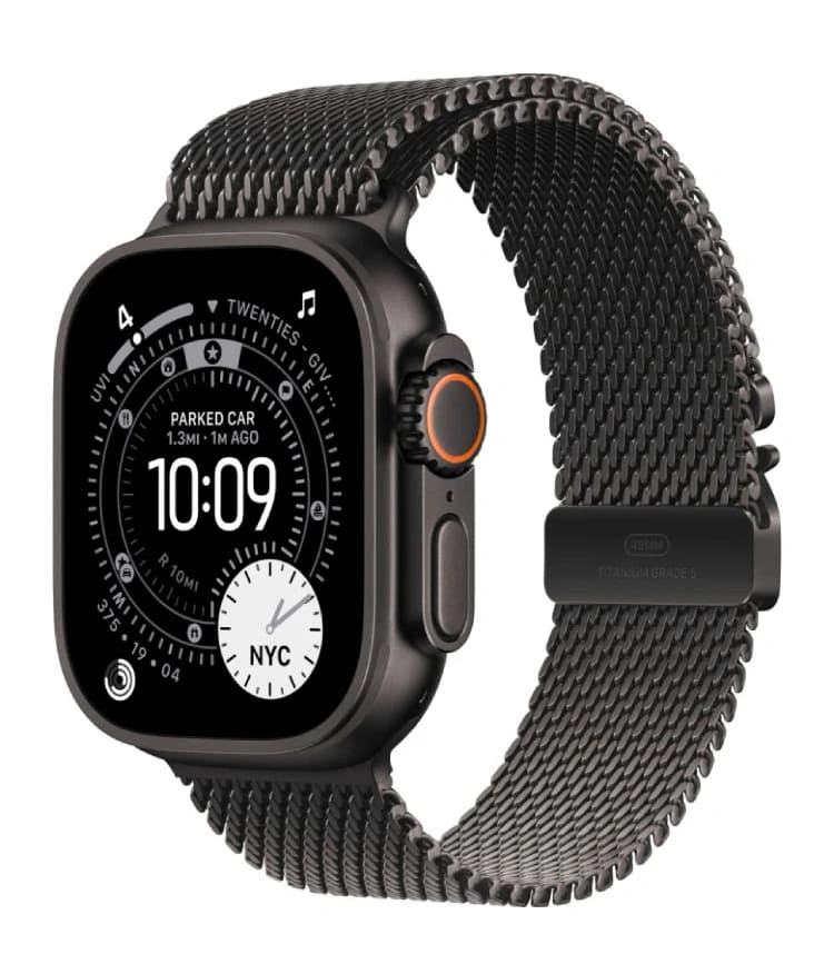 Apple Watch Ultra 3 (2025) GPS+Cellular 49mm, Black Titanium ремешок "Black Titanium Milanese Loop", размер L 165–210 mm (MF1T4). Фото 1