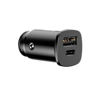 Автомобильное зарядное устройство Baseus Square metal A+C 30W PPS, Чёрное (CCALL-AS01). Фото 2