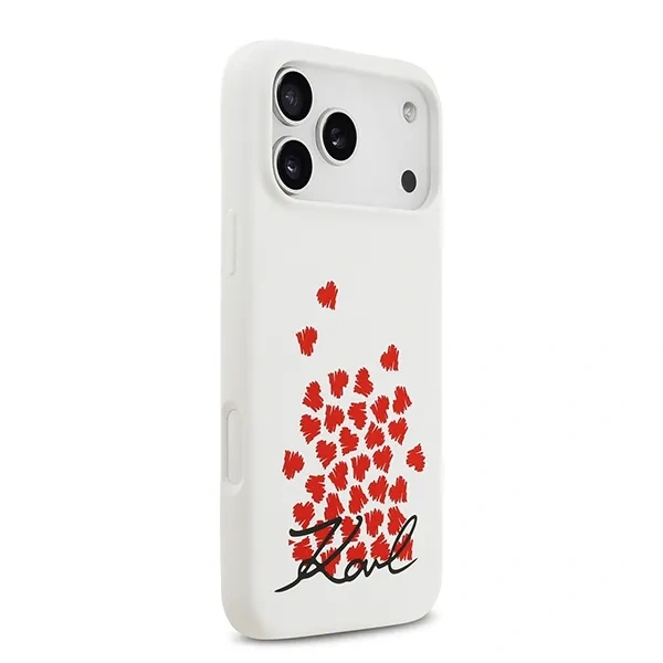 Накладка Lagerfeld для iPhone 17 Pro Max Liquid Silicone Hearts Hard (MagSafe), Белая (KLHMP17XSMHBKSOH). Фото 4