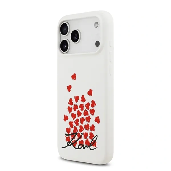 Накладка Lagerfeld для iPhone 17 Pro Max Liquid Silicone Hearts Hard (MagSafe), Белая (KLHMP17XSMHBKSOH). Фото 3