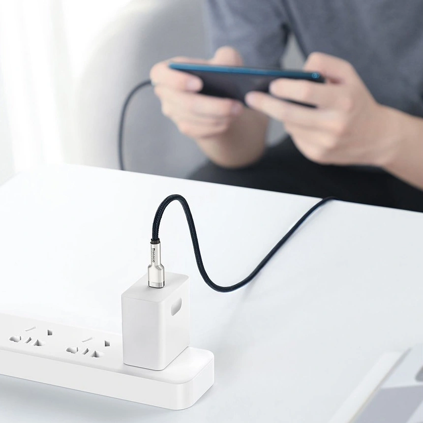 Кабель Baseus Cafule Series Metal Data Cable Type-C to Type-C 100W 1m, Чёрный (CATJK-C01). Фото 5