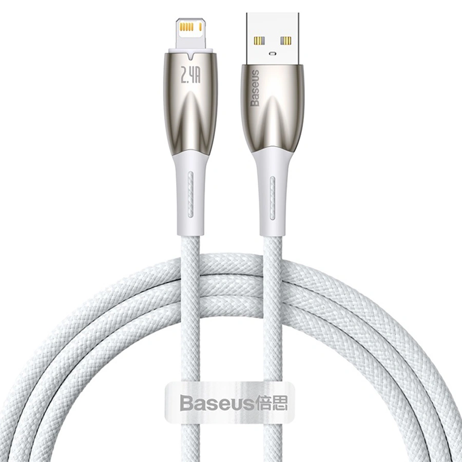 Кабель Baseus Glimmer Series Fast Charging Data USB - Lightning 12W 1m, White (CADH000202). Фото 1