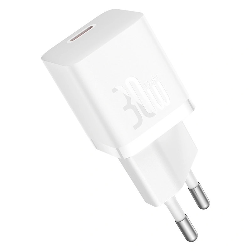Сетевое зарядное устройство Baseus GaN5 Fast Charger (mini) 1C 30W EU, White (CCGN070502). Фото 1