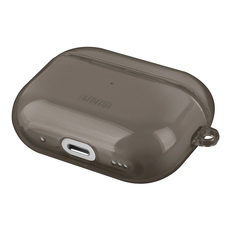 Чехол Uniq для наушников AirPods Pro 2 Glase TPU case with carabin, Smoke Grey (AIRPODSPRO2-GLSSMK). Фото 3