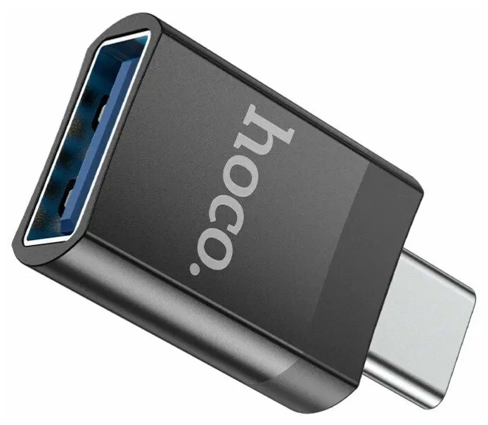 Переходник Hoco UA17 Type-C male to USB female USB3.0, Чёрный. Фото 2