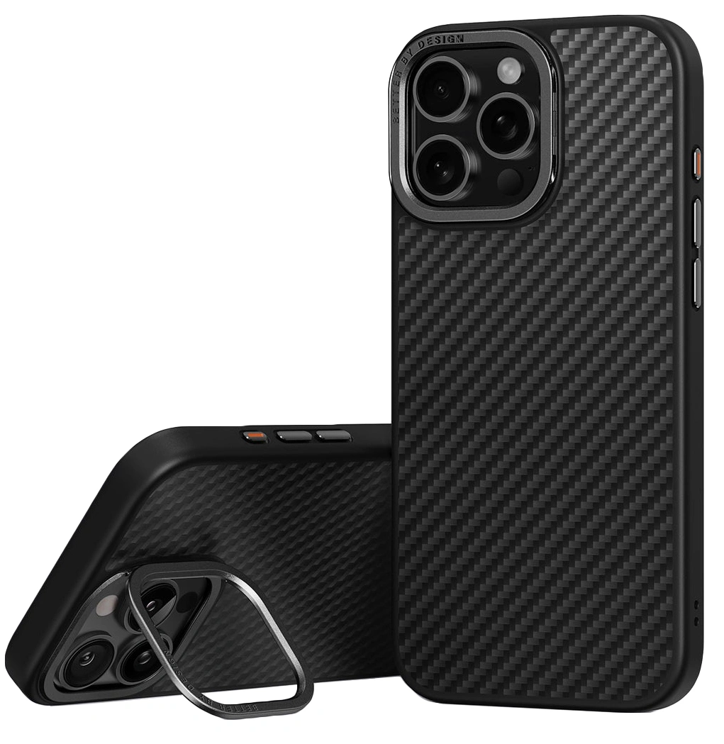Накладка Uniq для iPhone 16 Pro KEVA Max Kevlar with Camera stand (MagSafe), Black (IP6.3P(2024)-KEVMMBLK). Фото 1