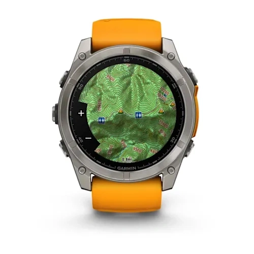Умные часы Garmin Fenix 8 47mm, Sapphire, Titanium with Spark Orange/Graphite Silicone Band. Фото 3