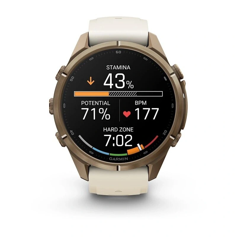 Умные часы Garmin Fenix 9 Pro 43MM, АMOLED, LTE, Gold Titanium with cream/fog gray silicone band. Фото 4