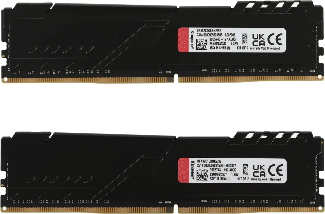 Оперативная память Kingston FURY Beast Black 32Гб, DDR4, 2х16 ГБ, 3200 МГц, CL16-20-20 (KF432C16BBK2/32). Фото 4