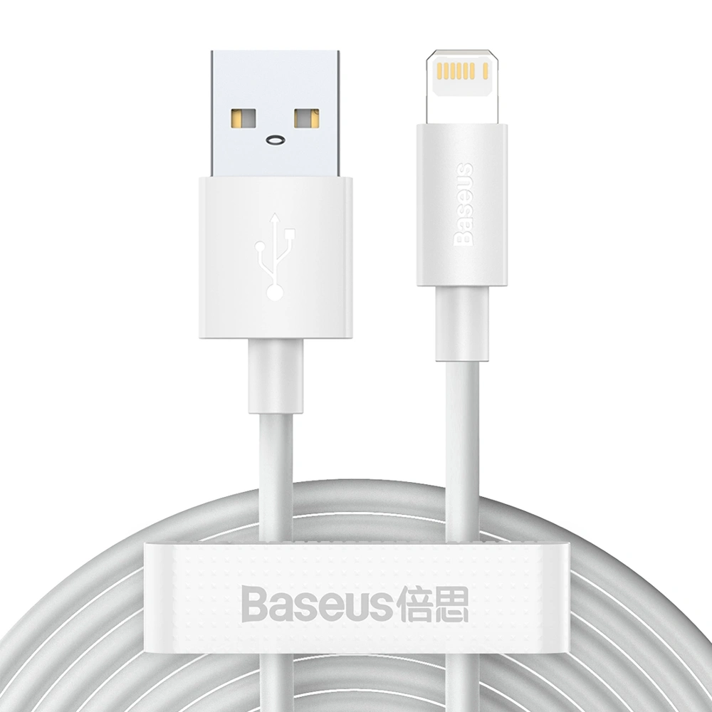 Кабель Baseus Simple Wisdom Data Cable Kit USB to Lightning 2.4A (2PCS/Set)1.5m, Белый (TZCALZJ-02). Фото 2