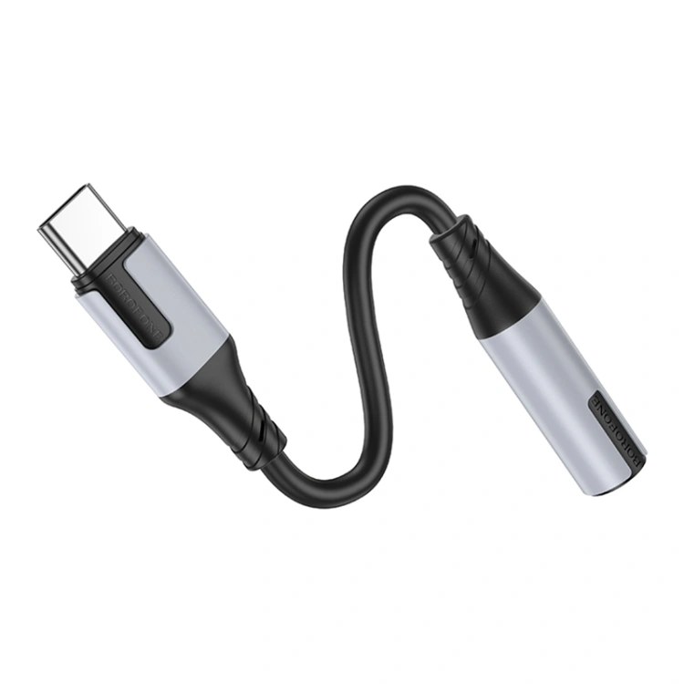 Переходник Borofone BV19 3.5 mm to USB-C 0.15 m, Black. Фото 3