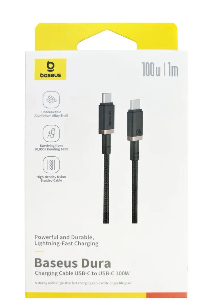 Кабель Baseus Dura Series Fast Charging Cable Type-C to Type-C 100W 1m, Чёрный/Золотой (P10377803U01-00). Фото 3