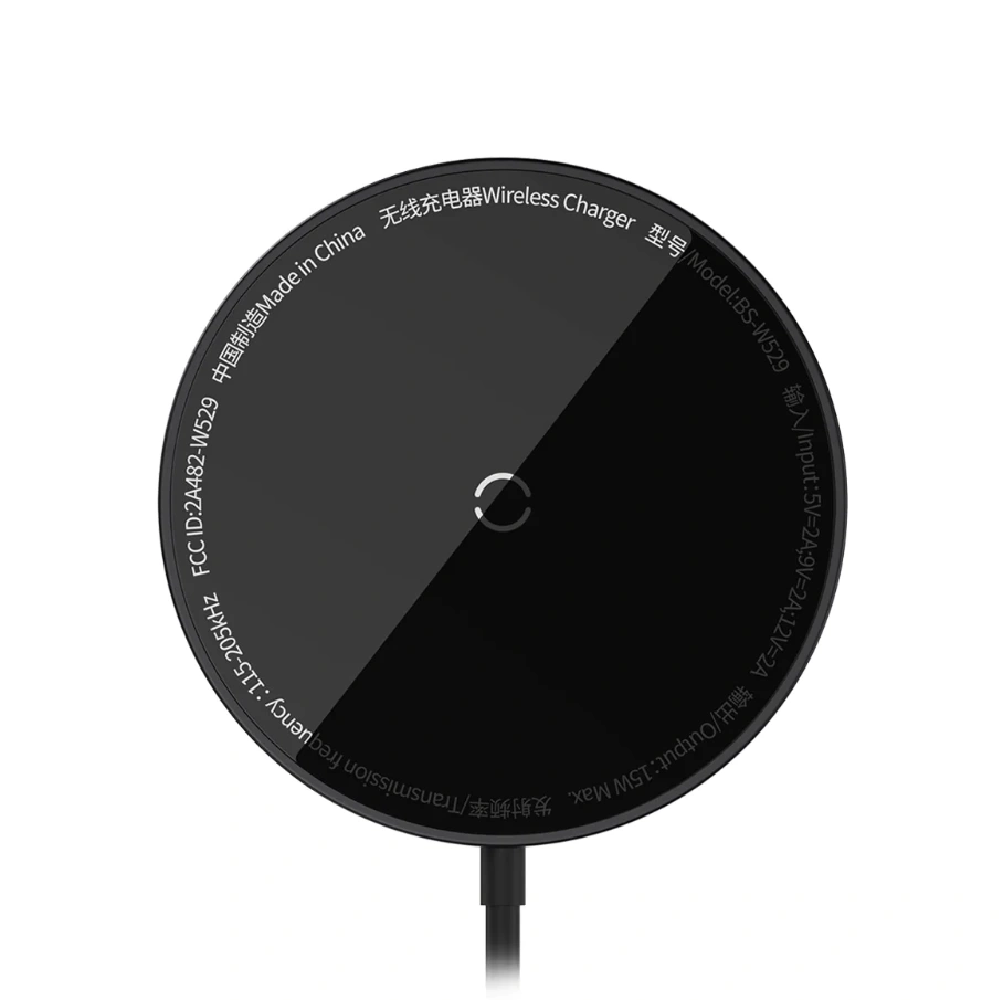 Беспроводное зарядное устройство Baseus Simple Mini3 Magnetic Wireless Charger 15W, Black (CCJJ040001). Фото 1