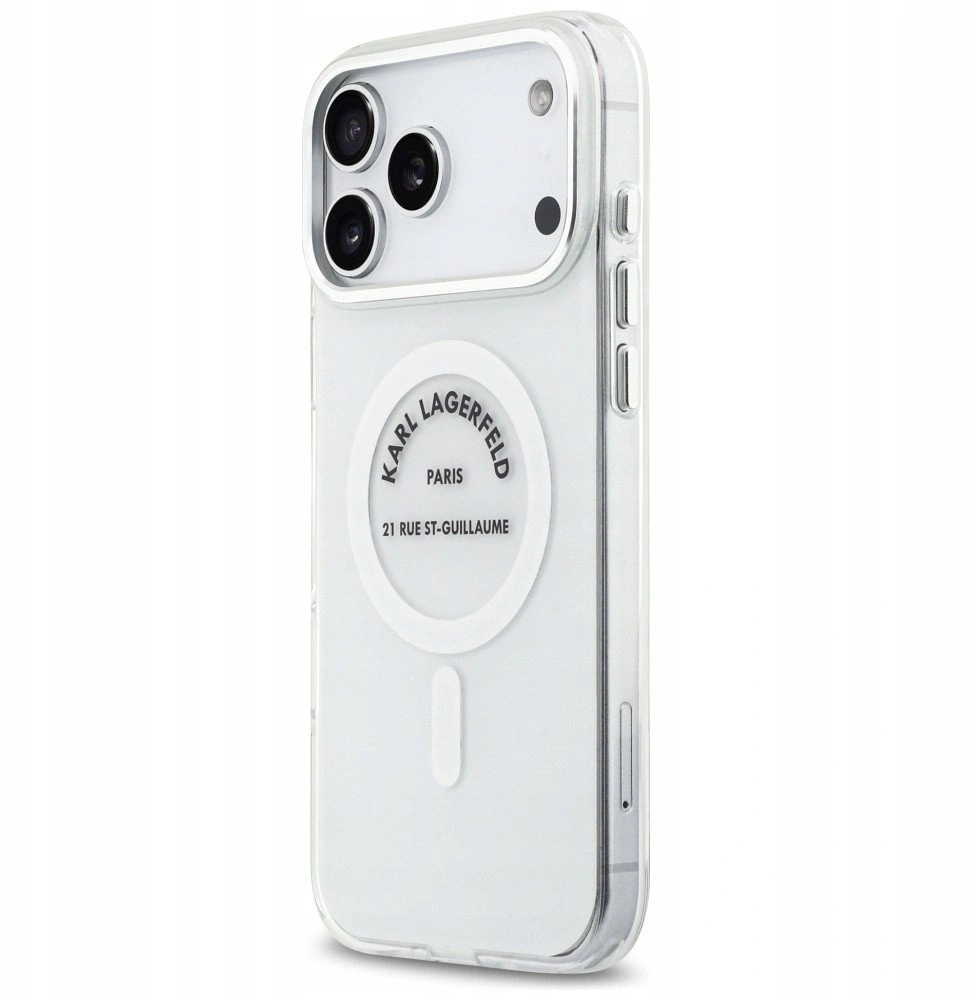 Накладка Lagerfeld для iPhone 17 Pro Max IML RSG logo Metal camera (MagSafe), Прозрачная (KLHMP17XHKRSGPT). Фото 2