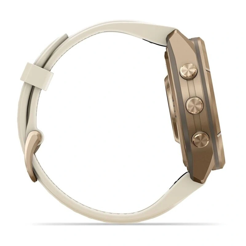 Умные часы Garmin Fenix 9 Pro 43MM, АMOLED, LTE, Gold Titanium with cream/fog gray silicone band. Фото 5