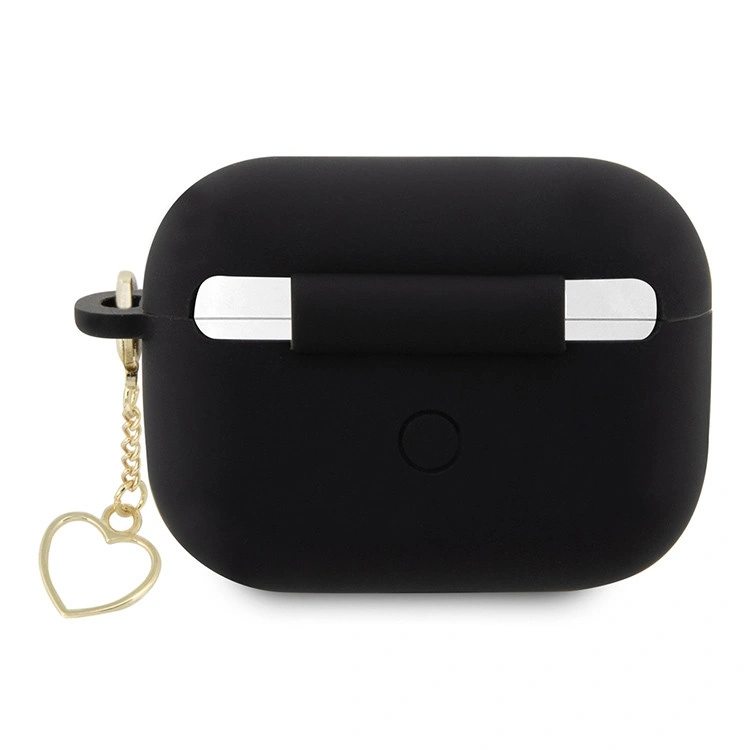 Чехол Guess Silicone case Script logo with Heart charm для Airpods Pro 2 (2022), Black. Фото 2