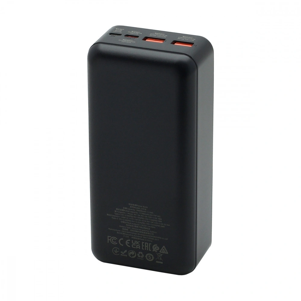 Внешний аккумулятор Hoco J101B Astute 30000mAh, 2xUSB, 1xUSB-C, 3А, QC3.0, PD20W, 22,5W, Li-Pol, Чёрный. Фото 3