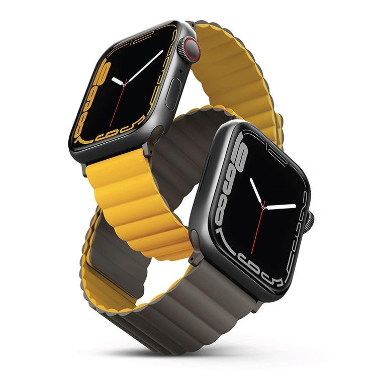 Ремешок Uniq для Apple Watch 44/45/49мм Revix Reversible Magnetic Silicone Strap, Mustard/Khaki (45MM-REVMUSKAK). Фото 4