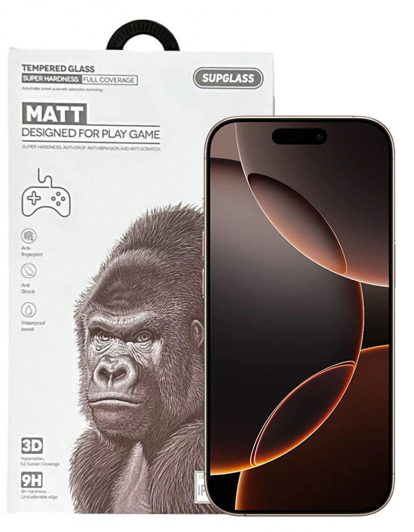 Защитное стекло SupGlass для iPhone 16 Pro 3D XC-13 (Матовое), Чёрное. Фото 1