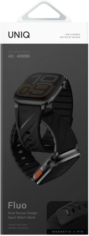 Ремешок Uniq FLUO Silicone Rubber для Apple Watch 44/45/49мм, Rubber Black (49-40MM-FLUOMBLK). Фото 3