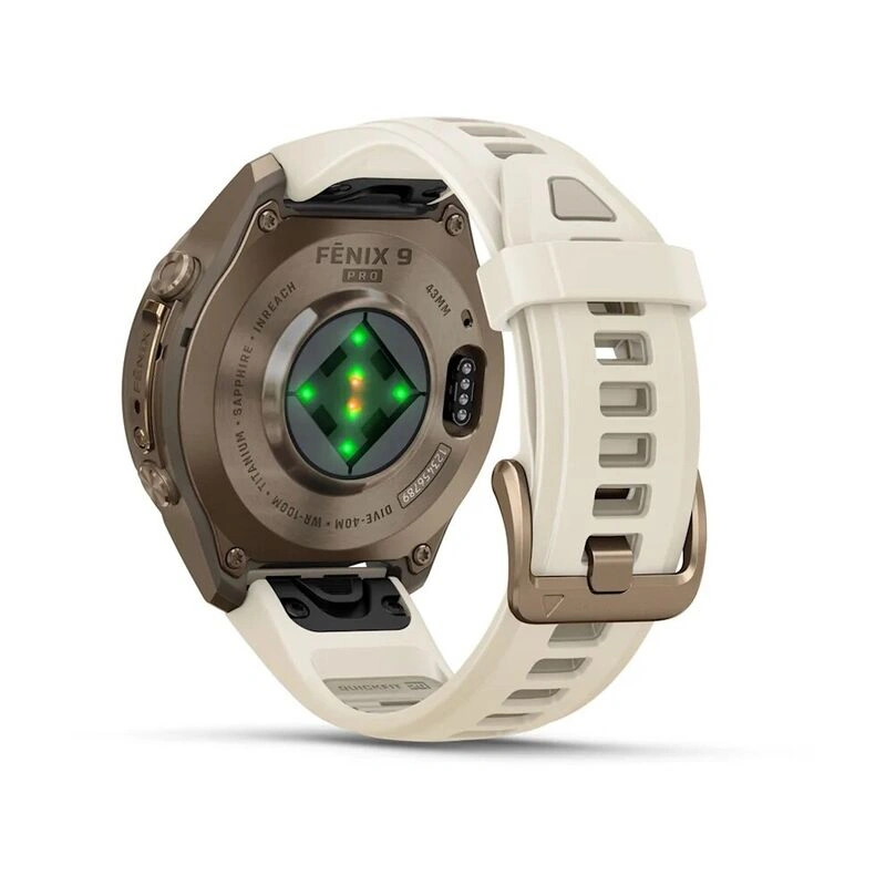 Умные часы Garmin Fenix 9 Pro 43MM, АMOLED, LTE, Gold Titanium with cream/fog gray silicone band. Фото 6