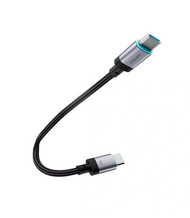 Кабель Cuktech Braided Cable Type-C to Type-C 6A 240W 0.15м, Чёрный CTC615S. Фото 2