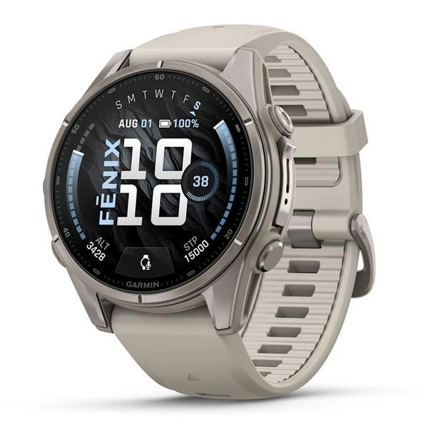 Умные часы Garmin Fenix 9 43мм, АMOLED, Титан с с дымчато-серым силиконовым ремешком (010-04761-00). Фото 1