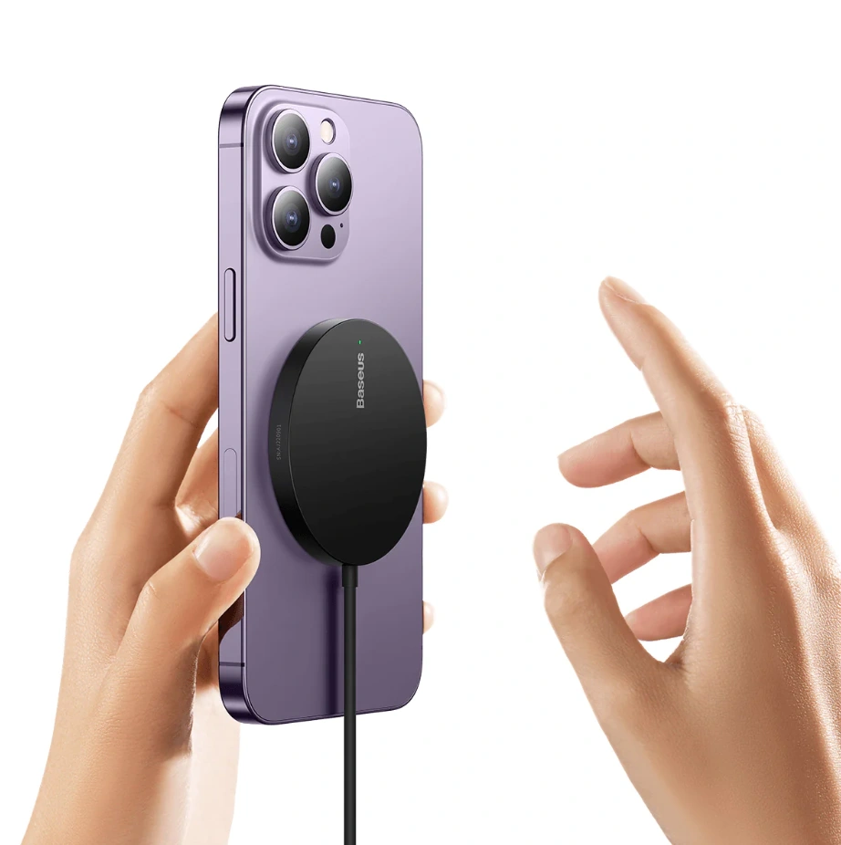 Беспроводное зарядное устройство Baseus Simple Mini3 Magnetic Wireless Charger 15W, Black (CCJJ040001). Фото 6