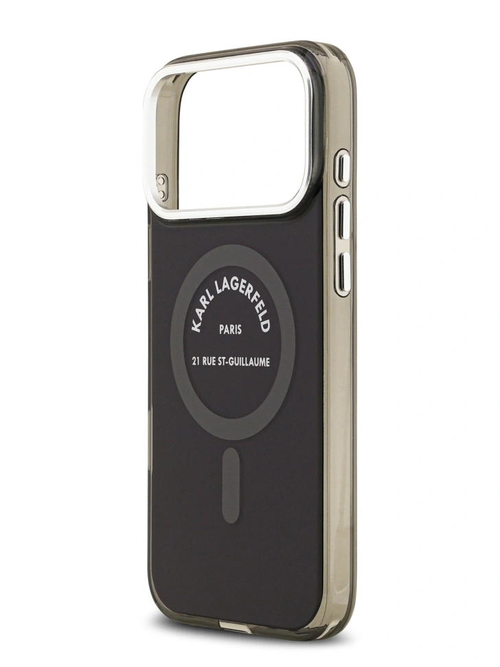 Накладка Lagerfeld для iPhone 17 Pro Max IML RSG logo Metal camera (MagSafe), Чёрная (KLHMP17XHKRSGPK). Фото 6