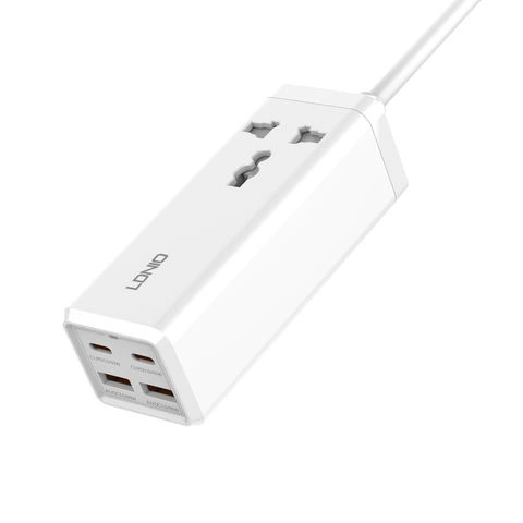 Сетевое зарядное устройство LDNIO 2500W Desktop Power Strip 2 USB-C + 2 USB-A 65W, Белый. Фото 2