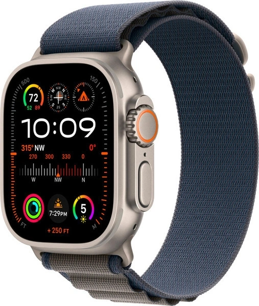 Apple Watch Ultra 2 GPS+Cellular 49mm, ремешок "Blue Alpine Loop" размер L 165-210 mm (MREQ3). Фото 1