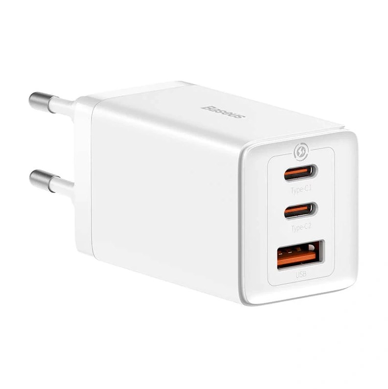 Сетевое зарядное устройство Baseus GaN5 Pro Fast Charger 2C+U 65W, White (CCGP120202). Фото 1