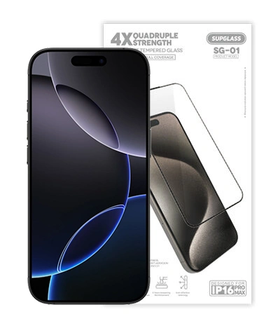 Защитное стекло SupGlass для iPhone 16 Pro Max Strongest Tempered Glass SG-01, Чёрное. Фото 1