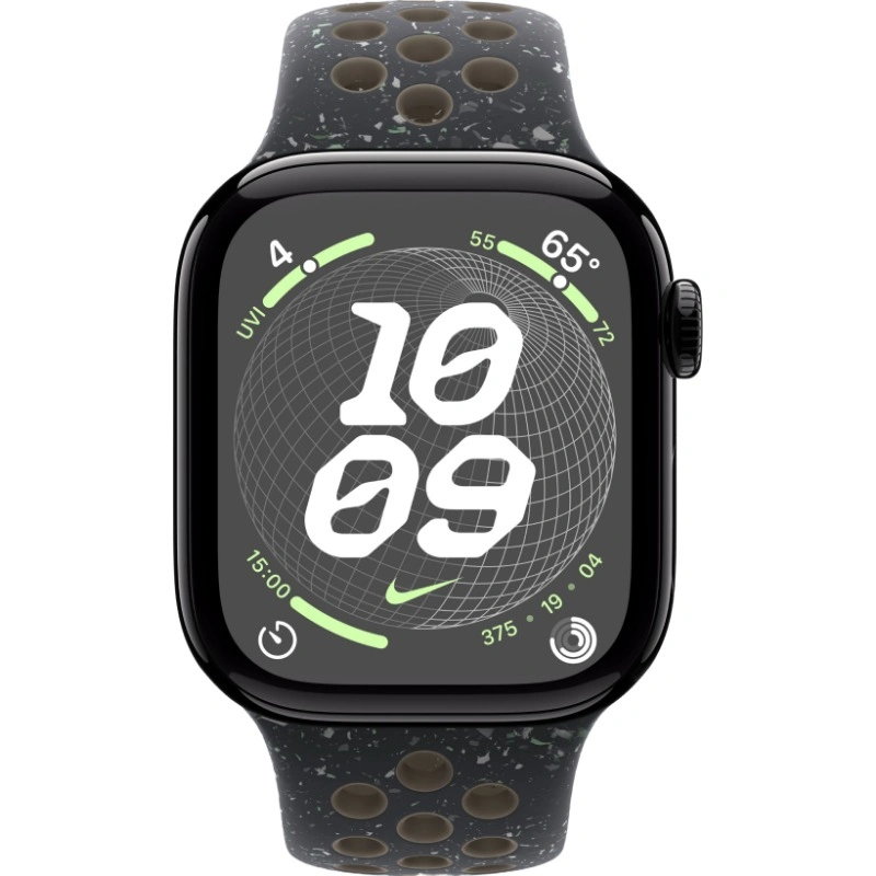 Apple Watch Series 10, 42 мм, алюминий цвета «черный глянец», Midnight Sky Nike Sport Band, M/L (MWWX3). Фото 2