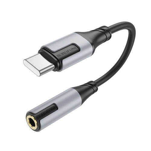 Переходник Borofone BV19 3.5 mm to USB-C 0.15 m, Black. Фото 1