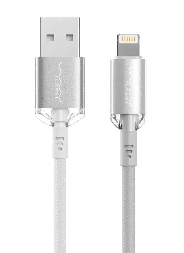 Кабель Vyvylabs Crystal Series Fast Charging Data Cable USB to iP 2.4A 1m, Белый (VCSUL-01). Фото 1