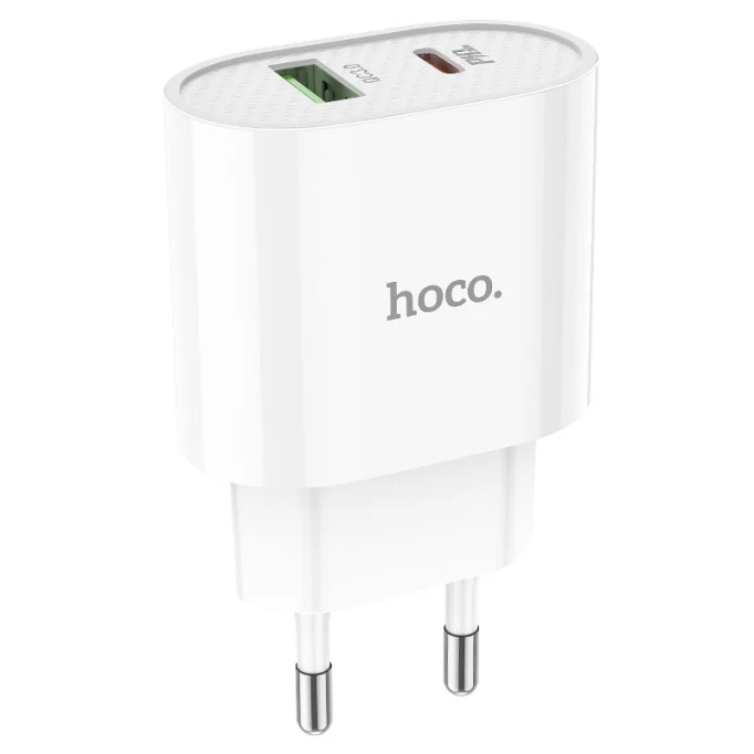Сетевое зарядное устройство Hoco C95A Speed dual port PD20W+QC3.0 charger, Белое